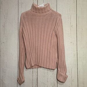 Eddie Bauer Baby Pink Cotton Knitted Winter Turtleneck Sweater Petite Medium